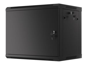 Communication cabinet Lanberg rack cabinet 19" wall-mount 9U/600x450 for self-assembly with metal door black (flat pack)
