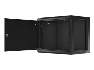Communication cabinet Lanberg rack cabinet 19" wall-mount 9U/600x450 for self-assembly with metal door black (flat pack)