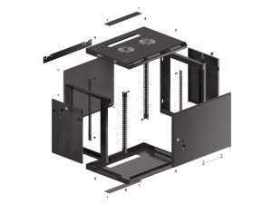 Communication cabinet Lanberg rack cabinet 19" wall-mount 9U/600x450 for self-assembly with metal door black (flat pack)