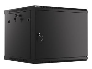 Communication cabinet Lanberg rack cabinet 19" wall-mount 9U/600x600 for self-assembly with metal door black (flat pack)
