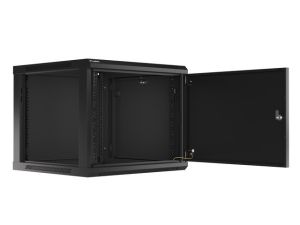 Communication cabinet Lanberg rack cabinet 19" wall-mount 9U/600x600 for self-assembly with metal door black (flat pack)