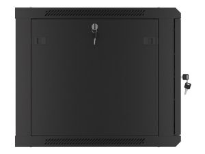 Communication cabinet Lanberg rack cabinet 19" wall-mount 9U/600x600 for self-assembly with metal door black (flat pack)