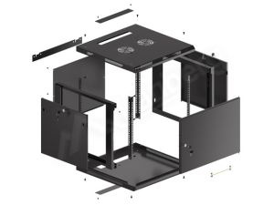 Communication cabinet Lanberg rack cabinet 19" wall-mount 9U/600x600 for self-assembly with metal door black (flat pack)