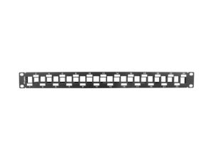Patch panel Lanberg patch panel blank 24 port 1U staggered with organizer for keystone modules, black