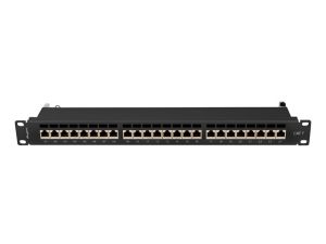 Patch panel Lanberg patch panel 24 port 1U 19" CAT.7 ftp with cable organizer shielded black