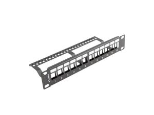 Patch panel Lanberg patch panel blank 12 port 1U with organizer for keystone modules black