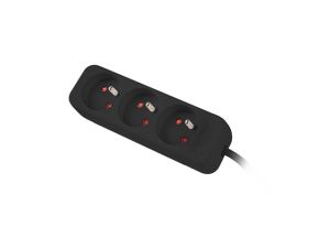 Разклонител Lanberg power strip 1.5m, 3 sockets, french quality-grade copper cable, black