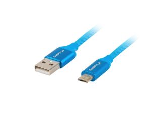 Cable Lanberg USB MICRO-B (M) -> USB-A (M) 2.0 cable 1.8m, blue premium QC 3.0