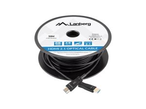 Cable Lanberg HDMI M/M v2.1 cable 50m optical black aoc