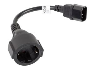 Cable Lanberg extension power supply cable IEC 320 C14 -> Schuko (F) 20cm, black