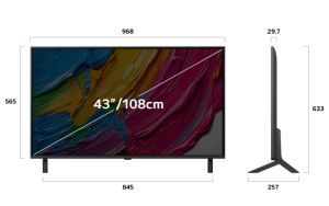 TV LG 43QNED80A3A, 43" 4K QNED HDR Smart TV, 3840x2160, DVB-T2/C/S2, a7 AI Processor, HDR10 / HLG, webOS 25 ThinQ, VRR / ALLM / HGiG, 4K Upscaling, WiFi 5, Voice Controll, Bluetooth 5.1, AirPlay 2, LAN, CI, HDMI, SPDIF, Google Cast, 2 pole Stand