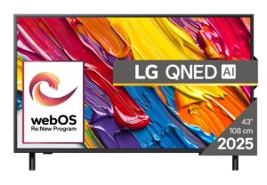 TV LG 43QNED82A3B, 43" 4K QNED HDR Smart TV, 3840x2160, DVB-T2/C/S2, Alpha 7 AI Processor, HDR10 / HLG, webOS 25 ThinQ, VRR / ALLM / HGiG, 4K Upscaling, WiFi 5, Voice Controll, Bluetooth 5, AirPlay 2, LAN, CI, HDMI, SPDIF, Google Cast, 2 pole Stand