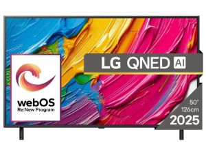 TV LG 50QNED80A3A, 50" 4K QNED HDR Smart TV, 3840x2160, DVB-T2/C/S2, Alpha 7 AI Processor, HDR10 / HLG, webOS 25 ThinQ, VRR / ALLM / HGiG, 4K Upscaling, WiFi 5, Voice Controll, Bluetooth 5.1, AirPlay 2, LAN, CI, HDMI, SPDIF, Google Cast, 2 poles Sta