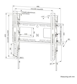 Neomounts Level-750 Wall Mount (XL, 125 kg, tiltable, tilt guard, connectable, VESA 400x400)
