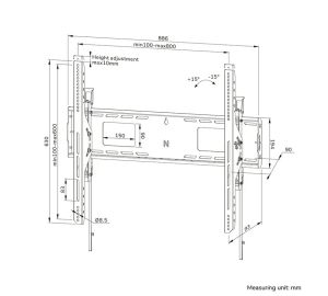 Neomounts Level-750 Wall Mount (XL, 100 kg, tiltable, tilt guard, connectable, VESA 800x600)