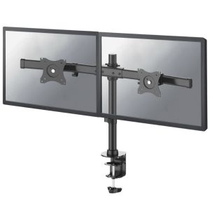 Stand Neomounts by NewStar Flat Screen Desk Mount (clamp/grommet) for 2 Monitor Screens - Crossbar