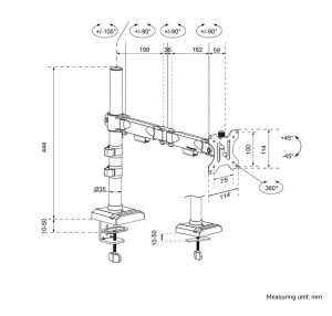 Stand Neomounts Nero Single Flat Screen Desk Mount (phone holder+Quick-fix clamp/grommet)