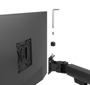 Stand Neomounts Nero Triple Flat Screen Desk Mount (phone holder+Quick-fix clamp/grommet)