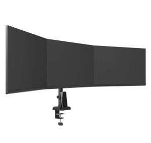 Stand Neomounts Nero Triple Flat Screen Desk Mount (phone holder+Quick-fix clamp/grommet)