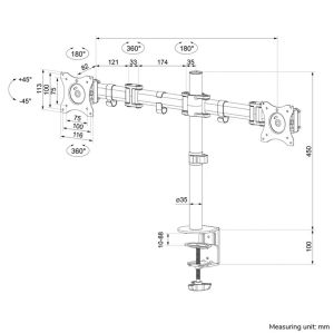 Stand Neomounts Flat Screen Desk mount (10-27") desk clamp/grommet