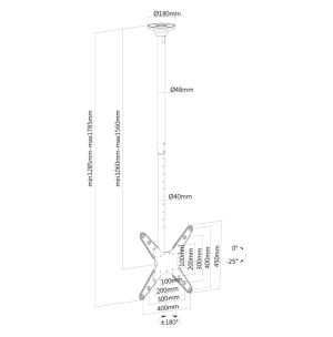 Neomounts Flat Screen Ceiling Mount (Height: 106-156 cm)