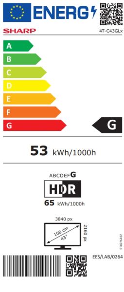 Television Sharp 43GP6265E, 43" QLED Google TV, 4K Ultra HD 3840x2160 Frameless, AQUOS, DVB-T/T2/C/S/S2, Active Motion 1000, HDR10, Dolby Atmos, Dolby Vision, Google Assistant, Chromecast Built-in, HDMI 2.1 with eARC, 3.5mm Headphone jack / line-out, USB,