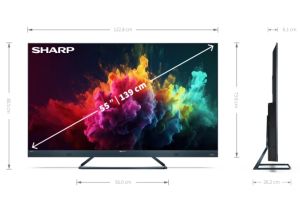 Television Sharp 55FQ8EG, 55" QLED GOOGLE TV, 4K 144Hz Quantum Dot 3840x2160 Aluminum Slim Frameless, AQUOS AI, DVB-T/T2/C/S/S2, 500 NIT, Active Motion 1400, HARMAN/KARDON, HDR10, Dolby Atmos, Dolby Vision, DTS:X, Google Assistant, HDMI eARC, Mini Compos