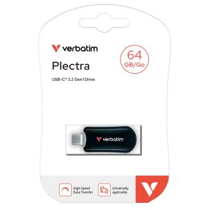 Memory Verbatim Plectra USB-C Flash Drive Black 64GB