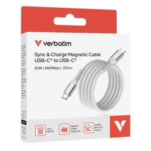 Cable Verbatim Sync & Charge USB-C to USB-C 60W Magnetic 120 cm - Grey