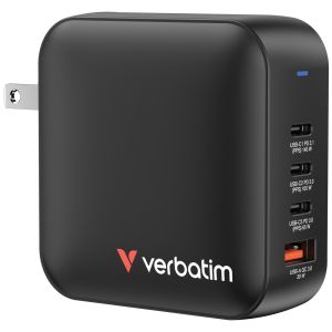 Verbatim Mini GaN Charger 165W 4 Port US plug with EU and UK adaptors