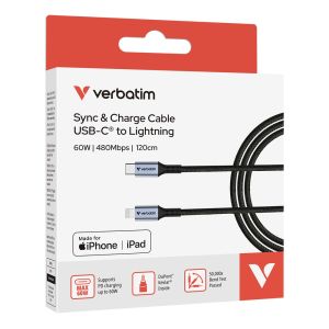 Кабел Verbatim Sync & Charge USB-C to Lightning 120 cm