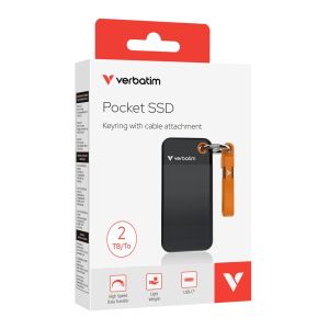 Verbatim Pocket SSD USB 3.2 Gen 2 2TB Black/Orange Hard Drive