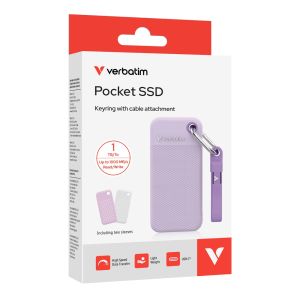 Verbatim Pocket SSD USB 3.2 Gen 2 1TB Purple Hard Drive incl. two rubber sleeves