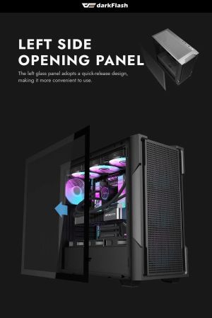 Darkflash Case ATX - DS900 Mesh Black - 4 x 120 mm A-RGB fans included