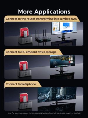 Orico докинг станция Storage - HDD/M.2 Dock - 2 BAY Offline Clone 2.5/3.5/M.2 NVMe USB-C/USB-A - IT28E-C-EU-GY