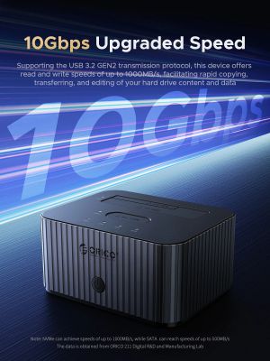 Orico докинг станция Storage - HDD/M.2 Dock - 2 BAY Offline Clone 2.5/3.5/M.2 NVMe USB-C/USB-A - IT28E-C-EU-GY
