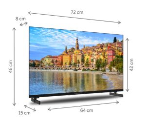 Television Thomson Smart FHD TV 32"; Google TV; 1920 x 1080 (FHD), DLED, 60 Hz, DVB-T/T2/C/S/S2, Wi-Fi, Bluetooth, LAN, HDMI 3 (1.4), USB 2 (2.0), 12 Volt adapter included, Side Feet, Black
