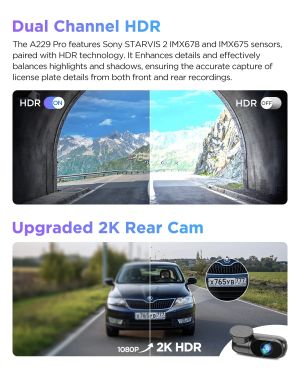 VIOFO Видеорегистратор Dash Cam A229 Pro 2 Channel - 4K, HDR, Dual Sony STARVIS 2, GPS, Bluetooth