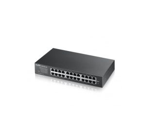 Switch ZyXEL GS1100-24E 24-port Gigabit Unmanaged switch v3, Fanless, 802.3az (Green), desktop/19" rackmount