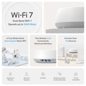 Меш система TP-LINK Deco BE25 (3-pack), BE3600, 2x 2.5GbE, Wi-Fi 7