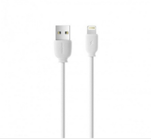 Кабел USB Type A - Lightning 1m, 2A, силикон, Бял