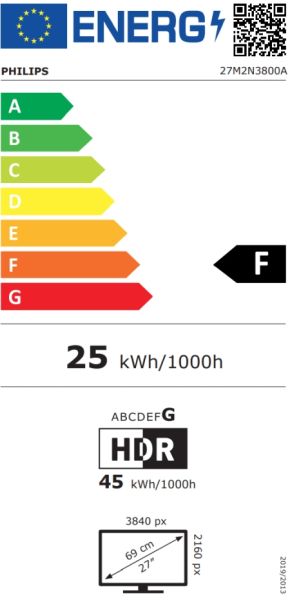 Монитор Philips 27M2N3800A, 27" Fast IPS WLED, 3840x2160@160Hz, 1ms GtG, 0.5ms MPRT, 350cd m/2, 1000:1, Mega Infinity DCR, Adaptive Sync, FlickerFree, LowBlue Mode, 2Wx2, Tilt, Height Adjust, Pivot, Swivel, 2xHDMI, DP