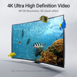 Vention HDMI Right Angle 90 Degree v2.0 M / M 4K/60Hz Gold - 2M Black - AARBH