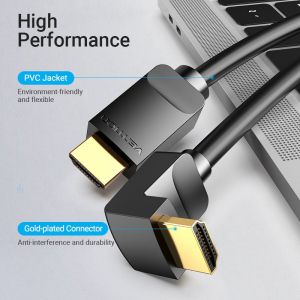 Vention HDMI Right Angle 90 Degree v2.0 M / M 4K/60Hz Gold - 2M Black - AARBH