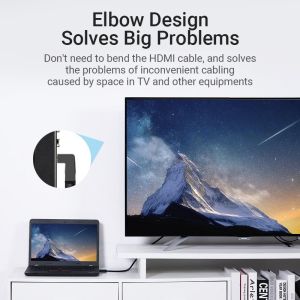 Vention HDMI Right Angle 270 Degree v2.0 M / M 4K/60Hz Gold - 1.5M Black - AAQBG