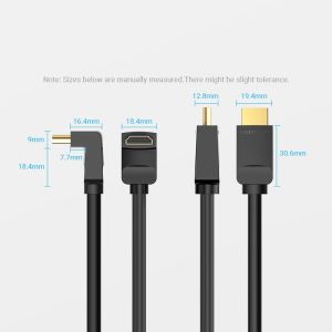 Vention HDMI Right Angle 270 Degree v2.0 M / M 4K/60Hz Gold - 1.5M Black - AAQBG