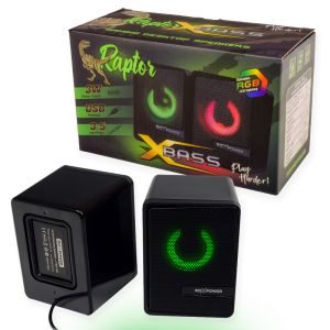 Gaming audio speakers 2.0 ROXPOWER RAPTOR X-BASS with passive bass diaphragm