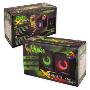 Gaming audio speakers 2.0 ROXPOWER RAPTOR X-BASS with passive bass diaphragm