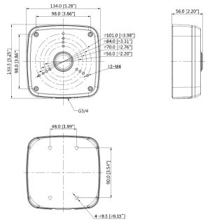 Mounting base for Dahua PFA122-V2 video cameras
