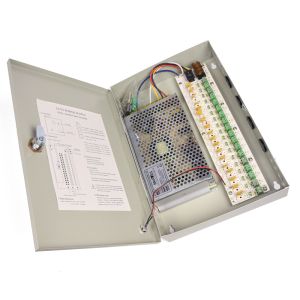 CCTV power supply 12V 30A 18 channels with protection, metal box